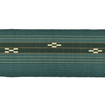 八重山ミンサー半幅帯 2本絣・深青緑｜静かな深みを湛えた青緑